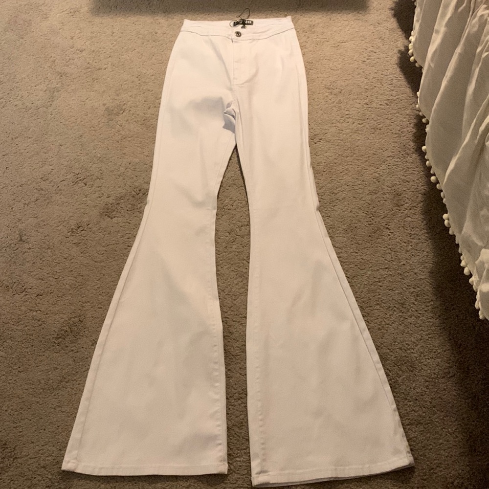 Flared white jeans
